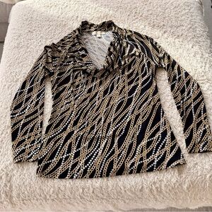 Michael Kors Black and Gold Chain Pattern Top